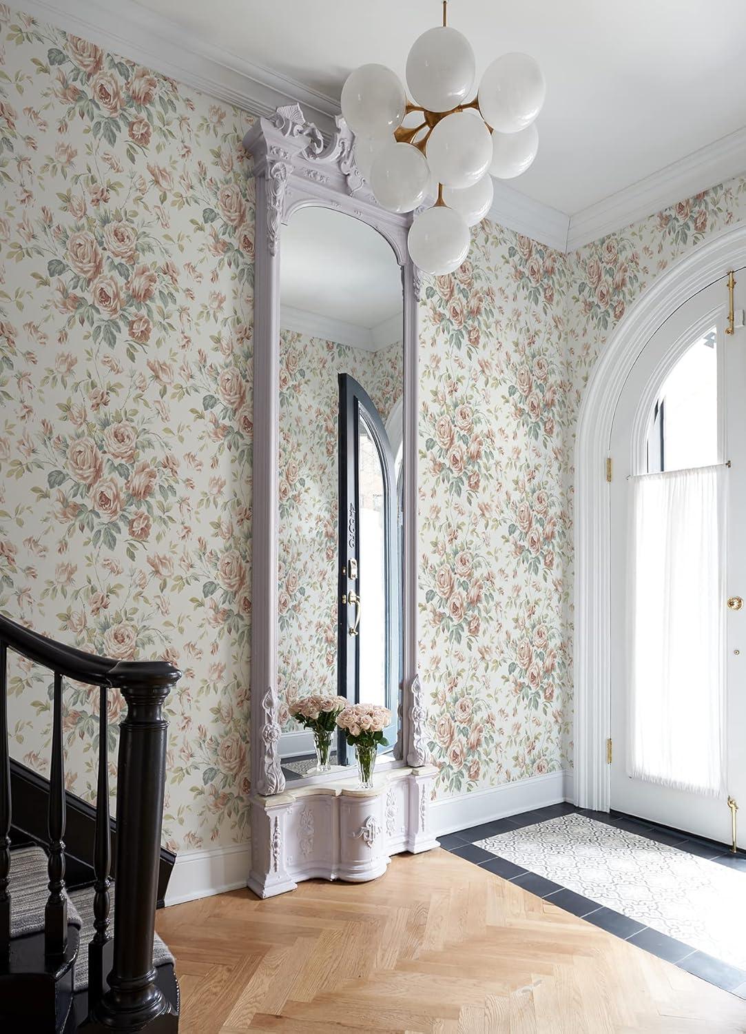 Chesapeake Manon Pink Rose Stitch Wallpaper