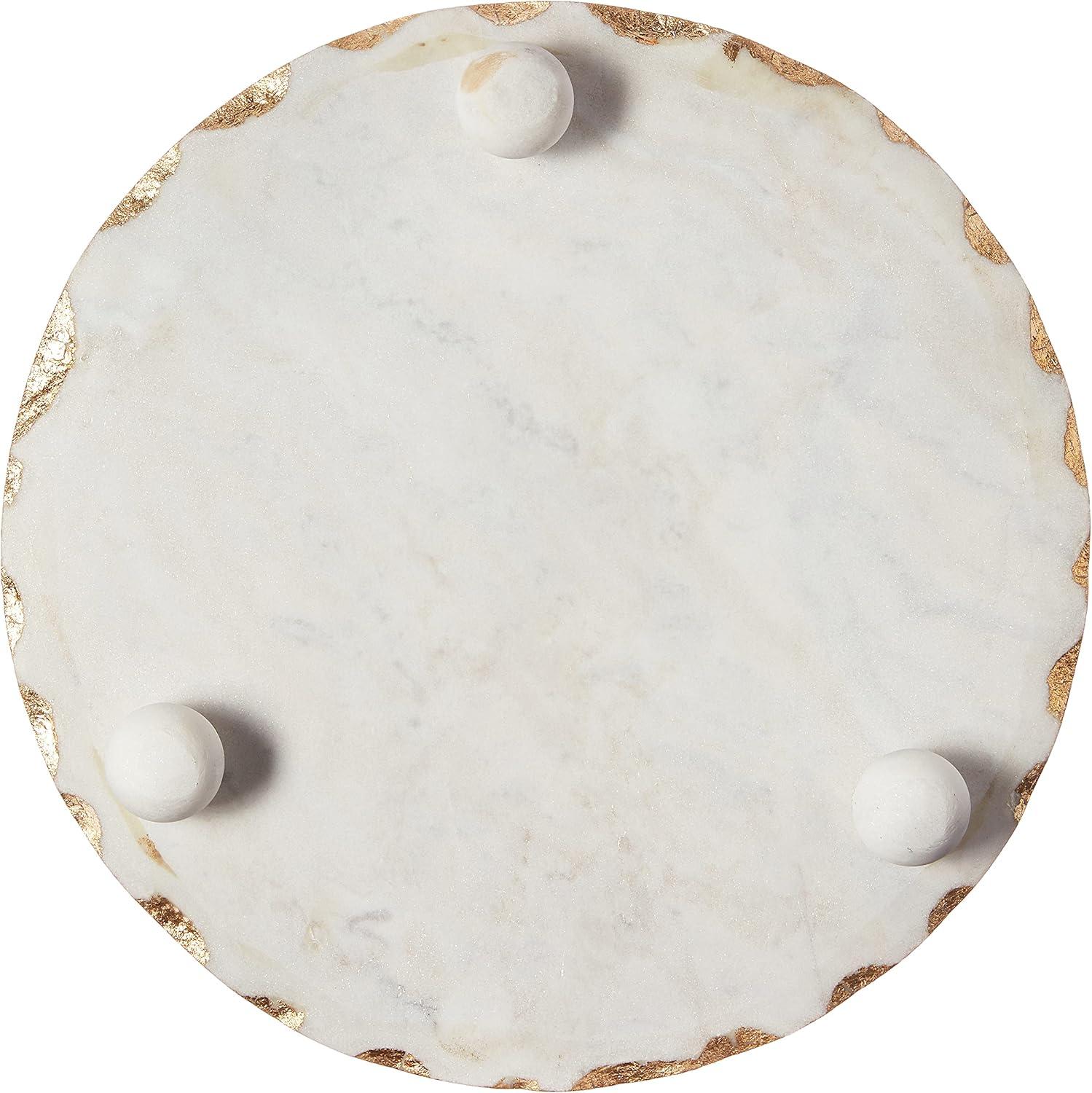 Gold Rimmed White Marble Round Trivet