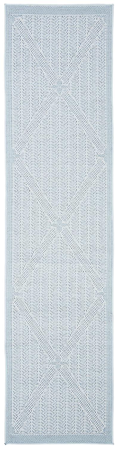 SAFAVIEH Bermuda Carleen Geometric Indoor/Outdoor Runner Rug, Light Blue/Ivory, 2' x 10'