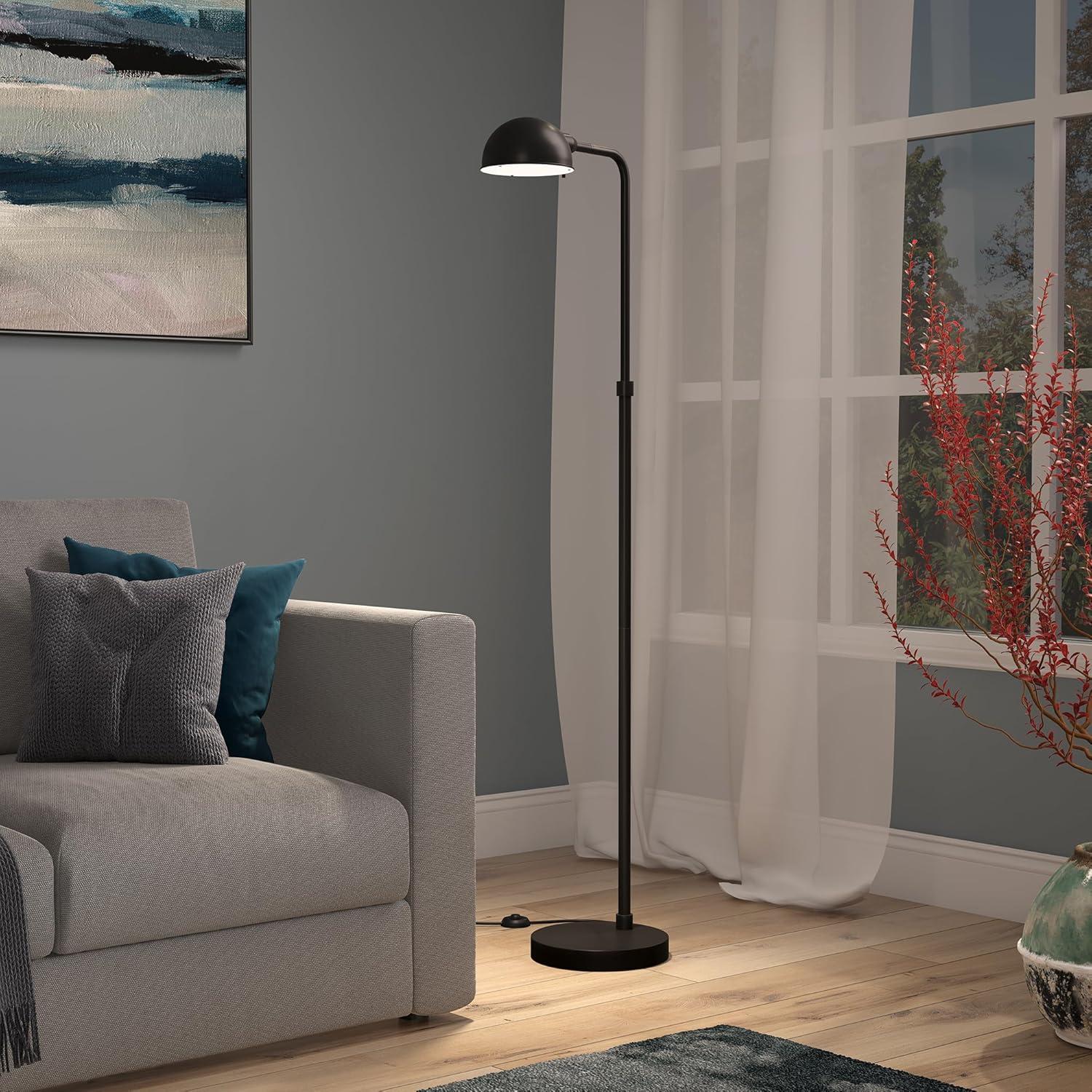 Evelyn&Zoe Arundel 66" Tall,tegrated LED Floor Lamp with Metal Shade, Blackened Bronze