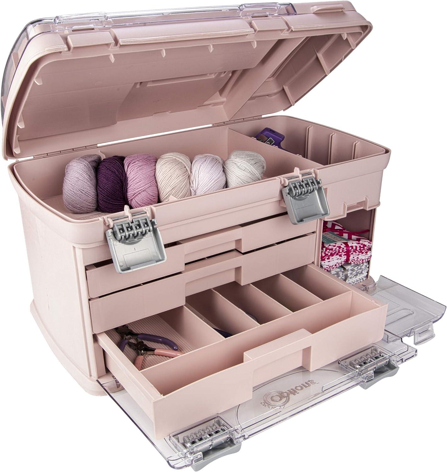 Large Pink Portable 3-Drawer Craft Storage Organizer