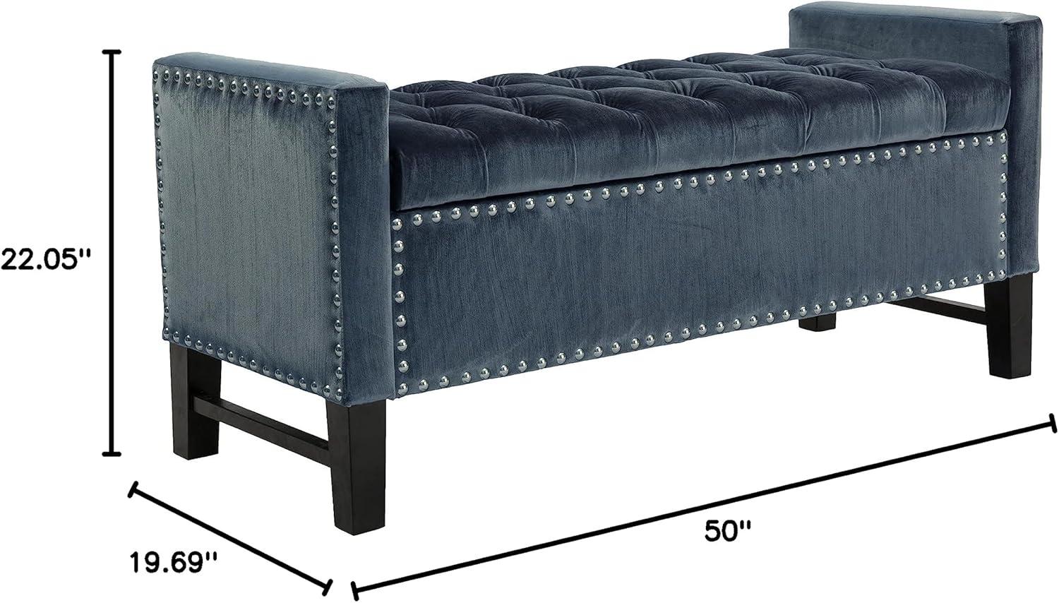 Iconic Home Velvet Storage Bench, Kurt