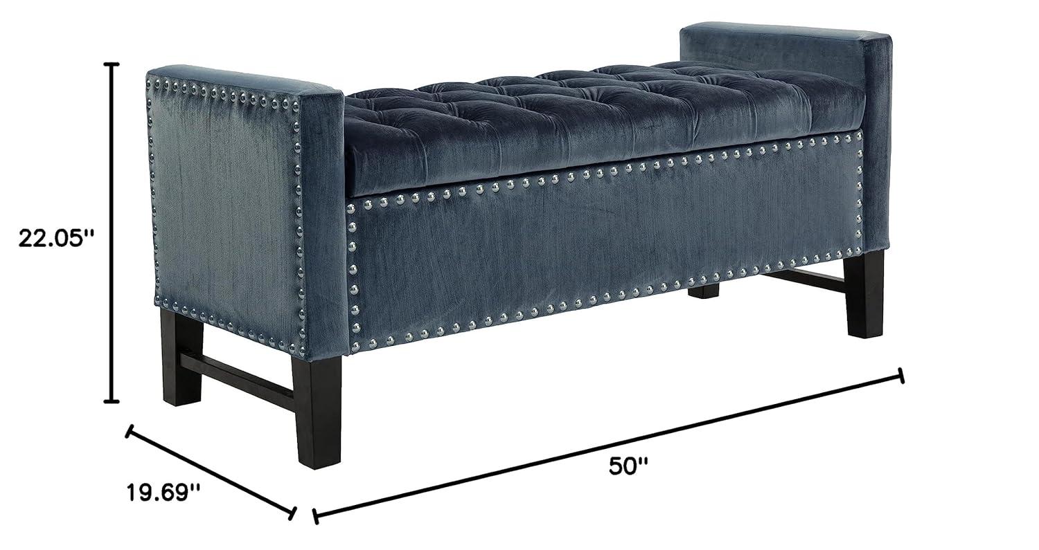 Iconic Home Velvet Storage Bench, Kurt