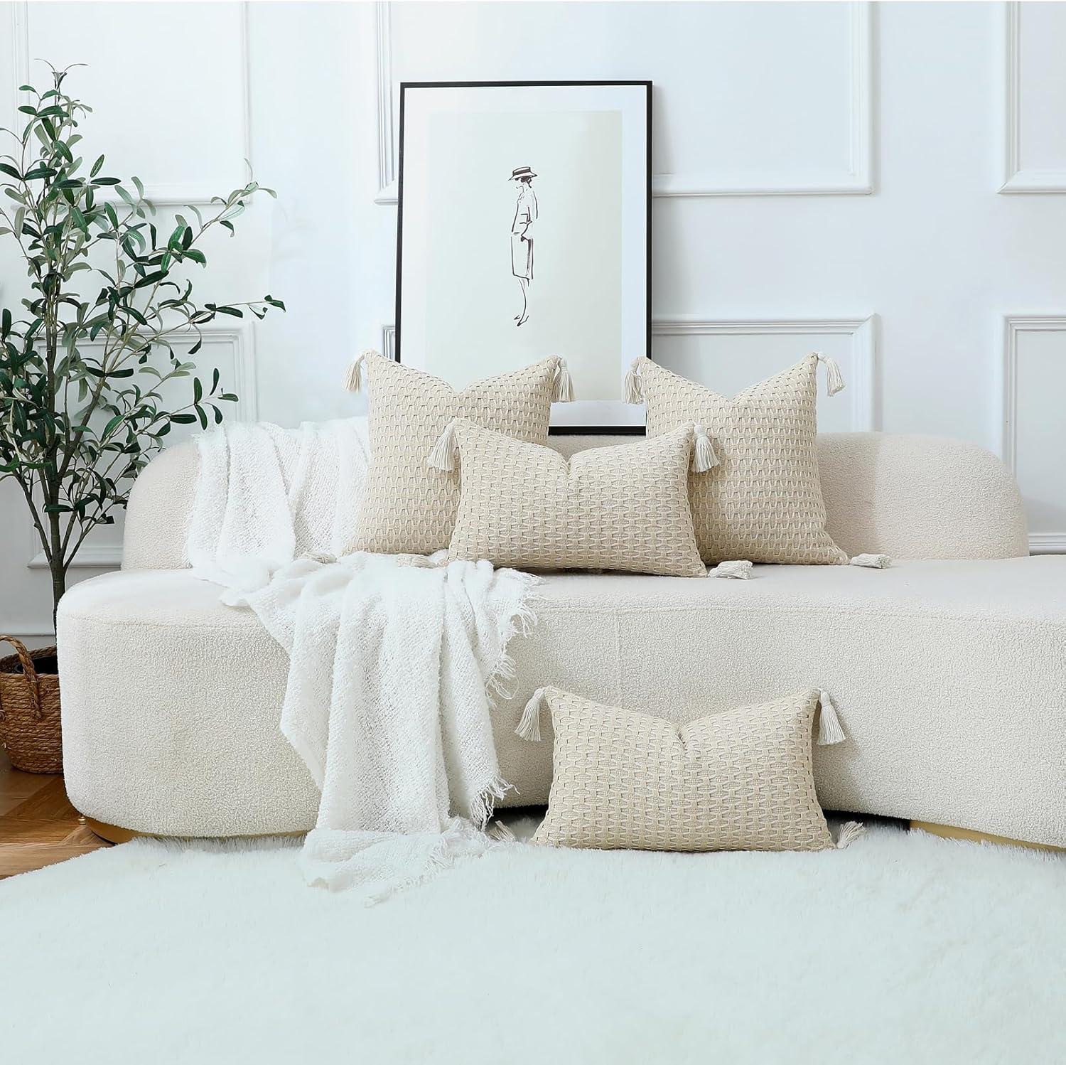 Boho Living Boho Living Jada Decorative Pillow Collection Jute/Cotton Indoor Square Throw Pillow with & Insert (Set of 2)