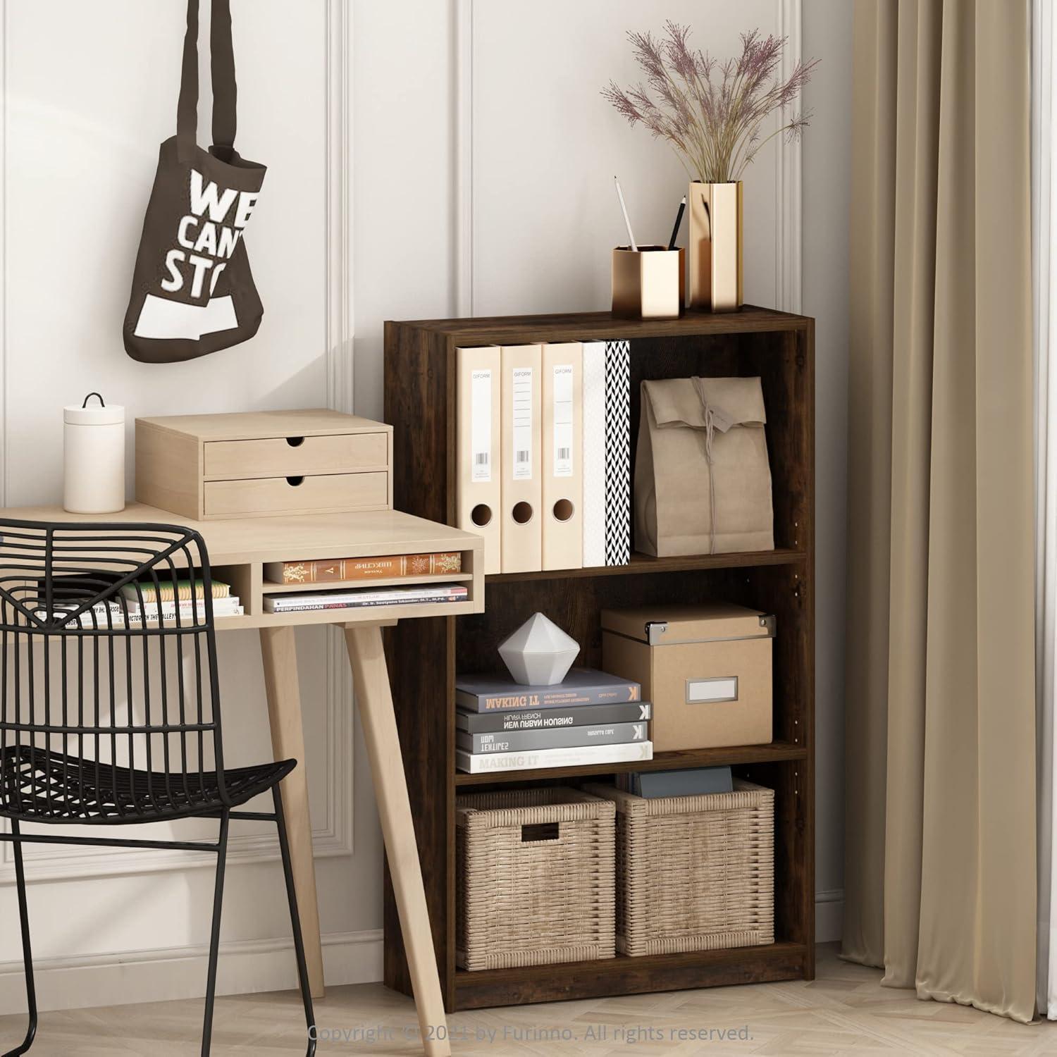 Furinno JAYA Simple Home 3-Tier Adjustable Shelf Bookcase, Amber Pine