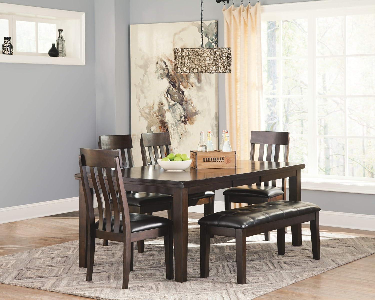 Signature Design by Ashley Haddigan Rectangular Extendable Dining Table Dark Brown: Seats 8, Wood Veneer, Butterfly Leaf