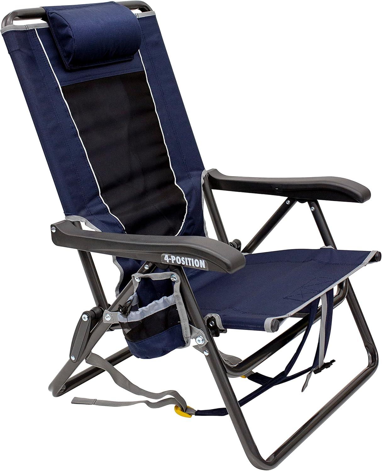 GCI Outdoor Backpack Event Compact Reclining Low Profile Camping Chair, Blue