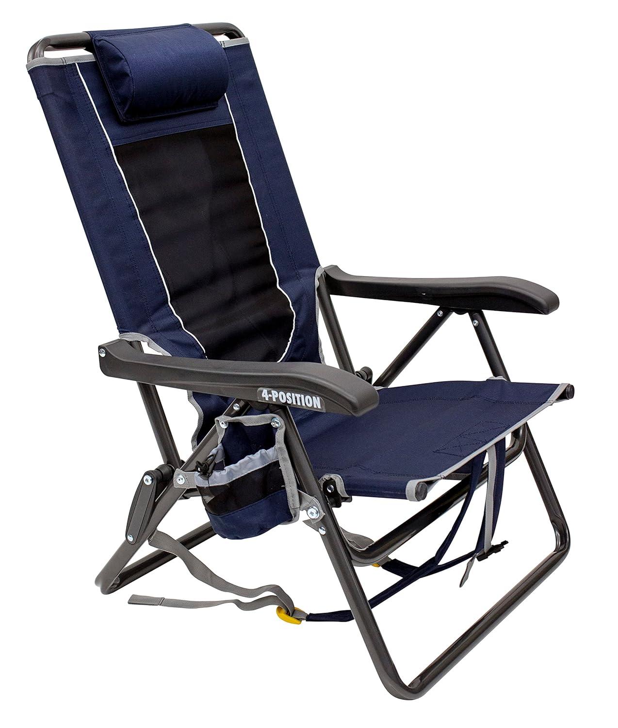 GCI Outdoor Backpack Event Chair Lightweight Low Profile Reclining Chair, Indigo