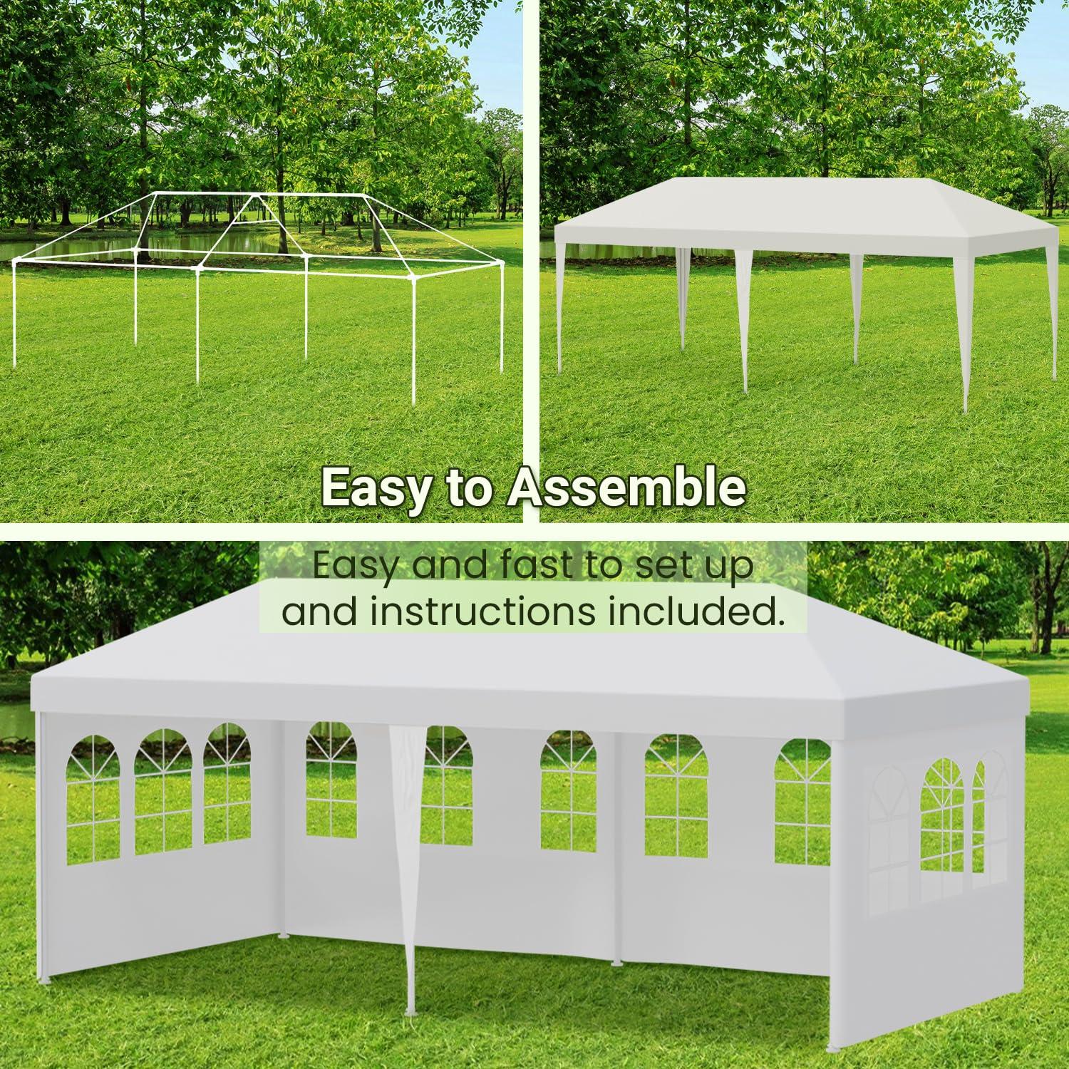 XF XINFENG 10'x10' Outdoor Wedding Party Canopy Tent, Camping Shelter Waterproof Outdoor Party Tent White Patio Gazebo Canopy Tents for BBQ Pavilion Canopy Cater Events