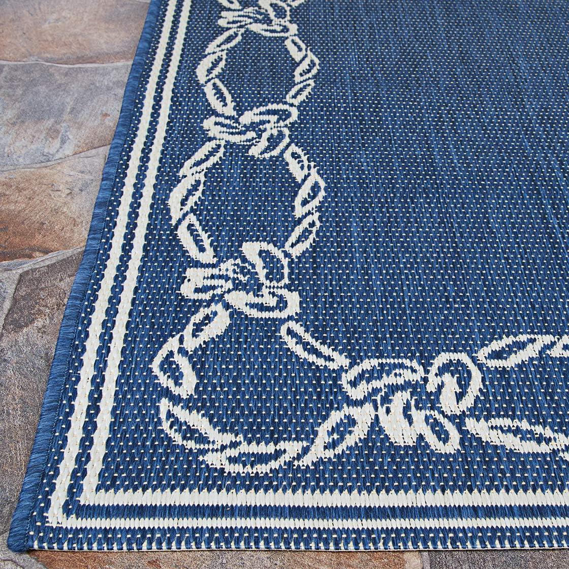 Indigo and Ivory Rope Knot Flat Woven Runner Rug 2'3" x 7'10"