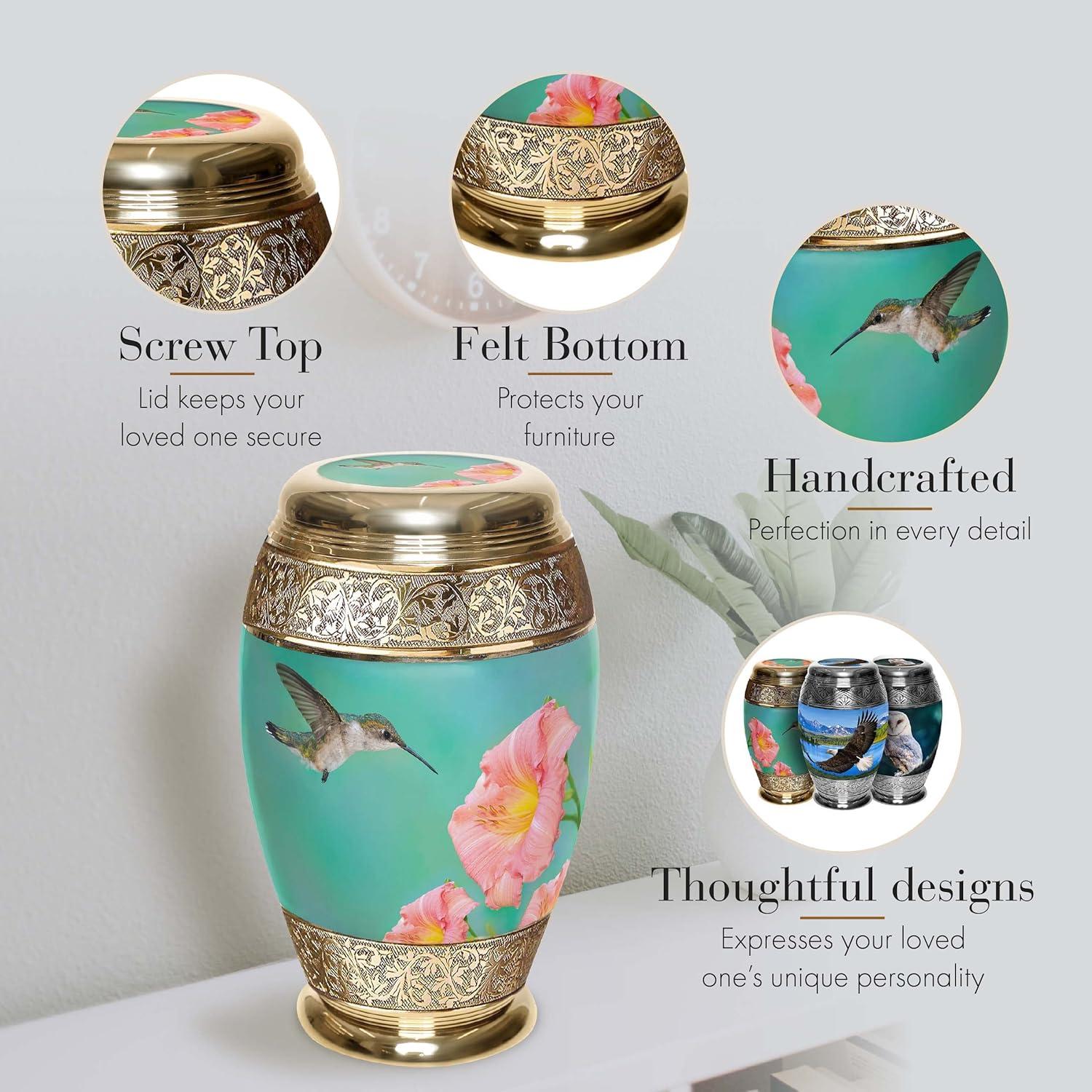 Hummingbird Cremation Urn for Ashes for Women - Beautifully Handcrafted & Personalized Hummingbird Cremation Urns for Human Ashes Adult Female, Mom, Sister or Daughter