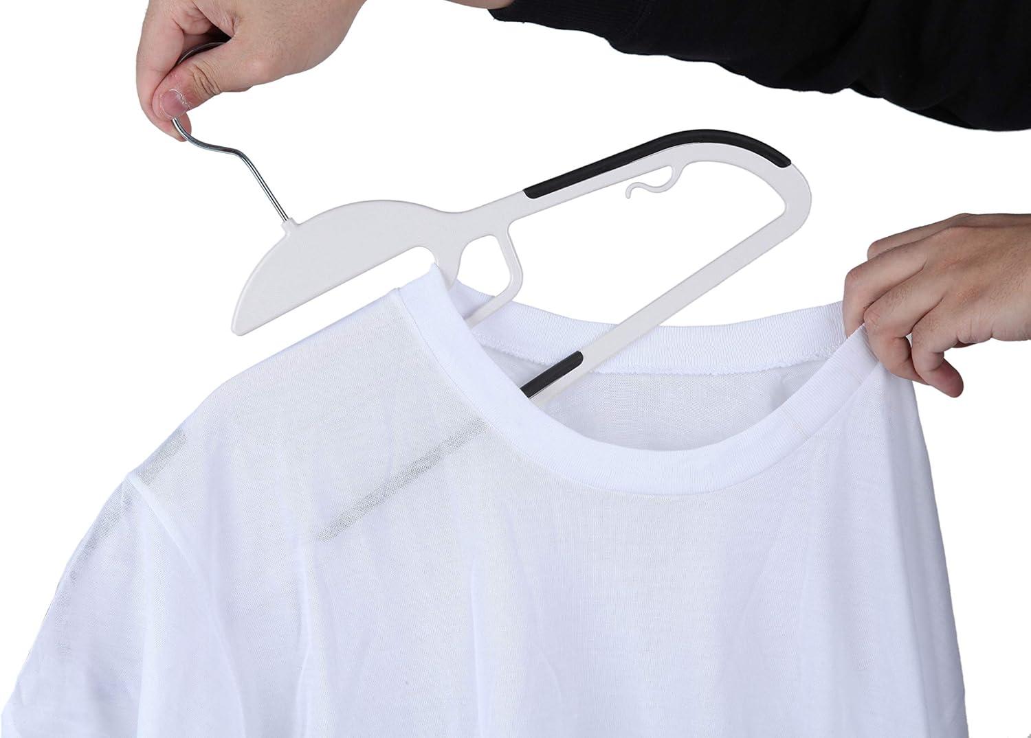 Heavy Duty White Plastic Hangers with Non-Slip Pads, 50 Pack