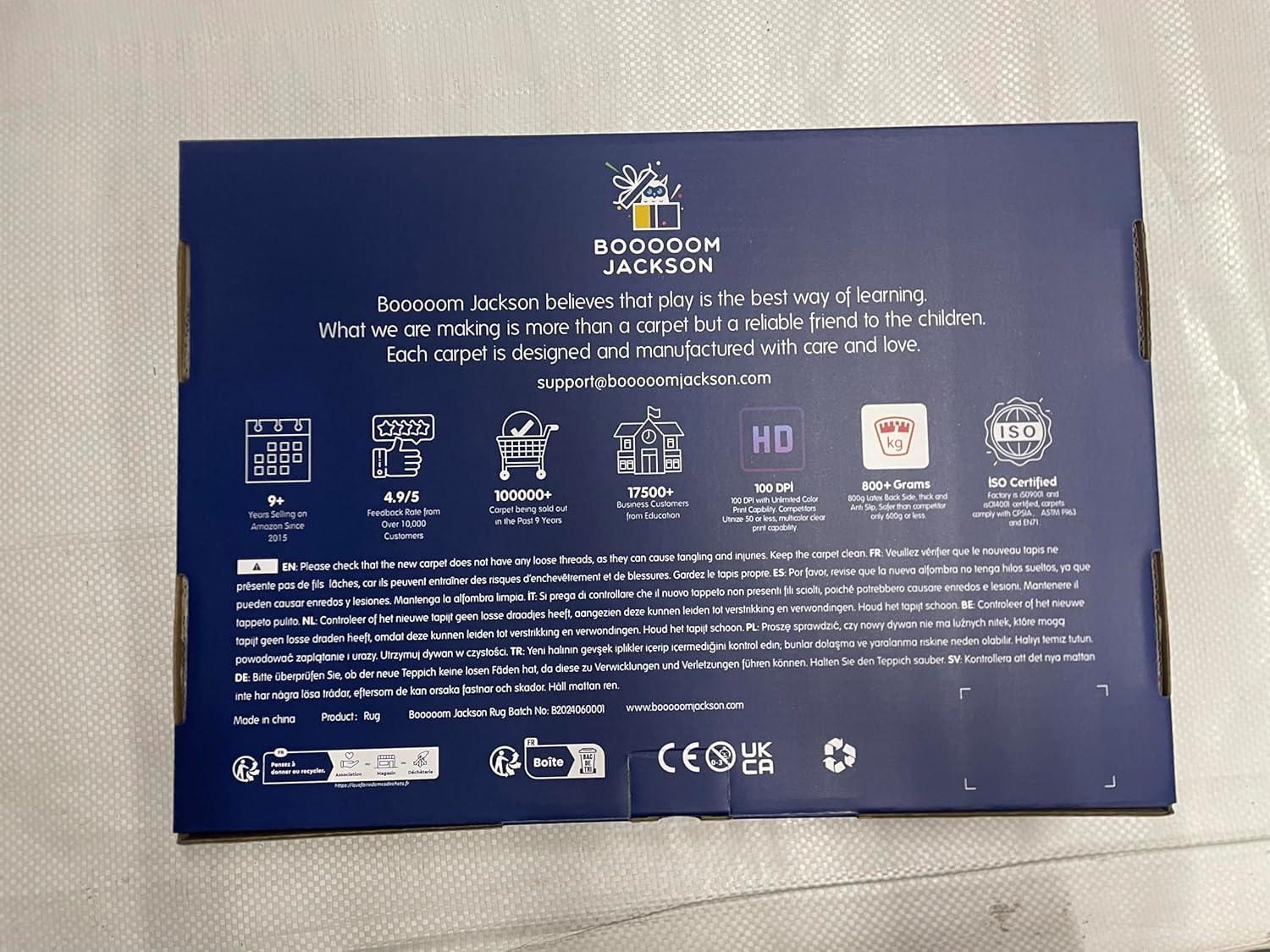 Booooom Jackson Car Rug Kids Car Carpet Playmat Rug 60"x32",Train Rug,Car Mat for Kids Toy Cars,City Kids Rug Play Mat,Non Slip Kids Rug for Playroom Bedroom Boys,Children Play Area Rug Cars,Road Rug