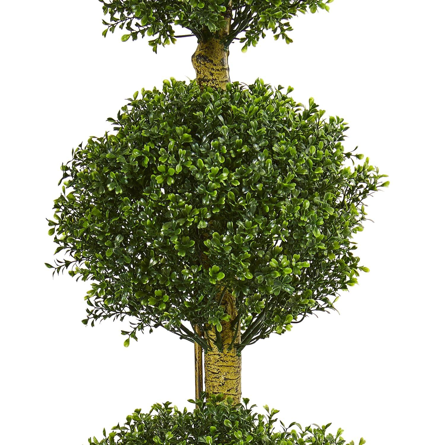 Nearly Natural 6ft. Four Tier UV Resistant Boxwood Artificial Topiary Tree, Green