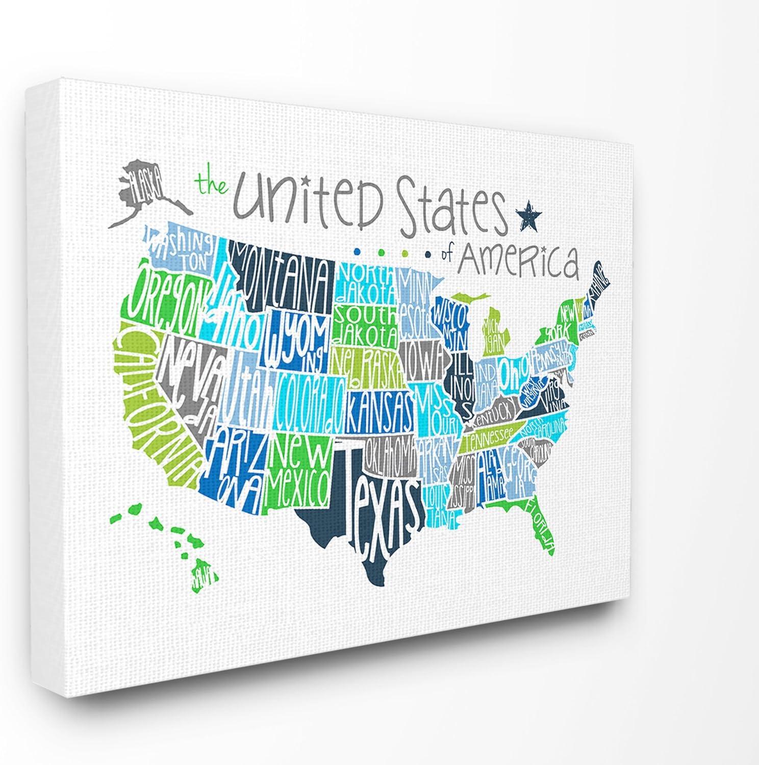The Stupell Home Decor Collection The Kids Room by Stupell United States Map Colored Typography Wall Art