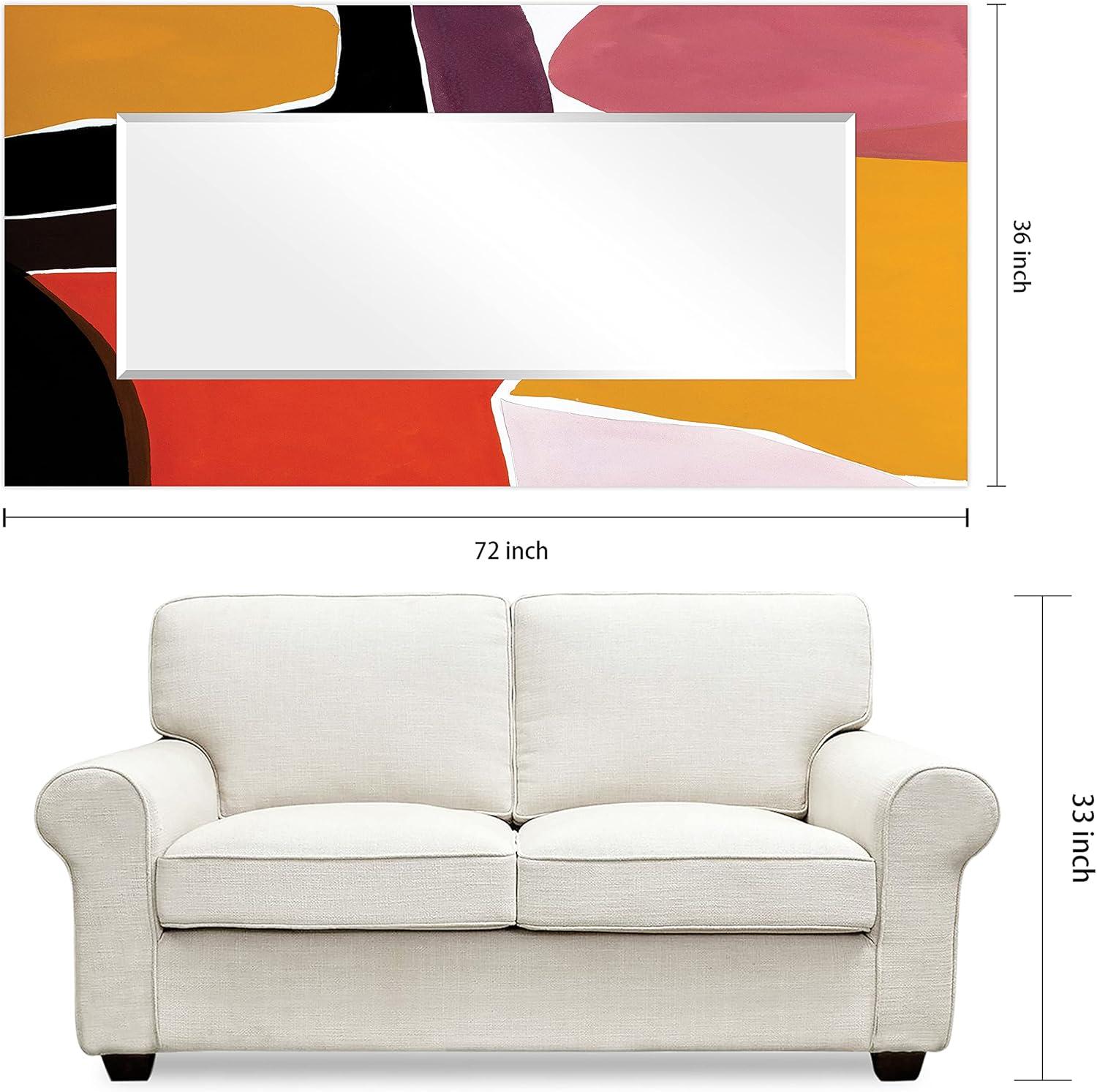 Empire Art Direct Finale I Rectangular Beveled Mirror on Free Floating Reverse Printed Tempered Art Glass, 72" x 36" x 0.4", Ready to Hang