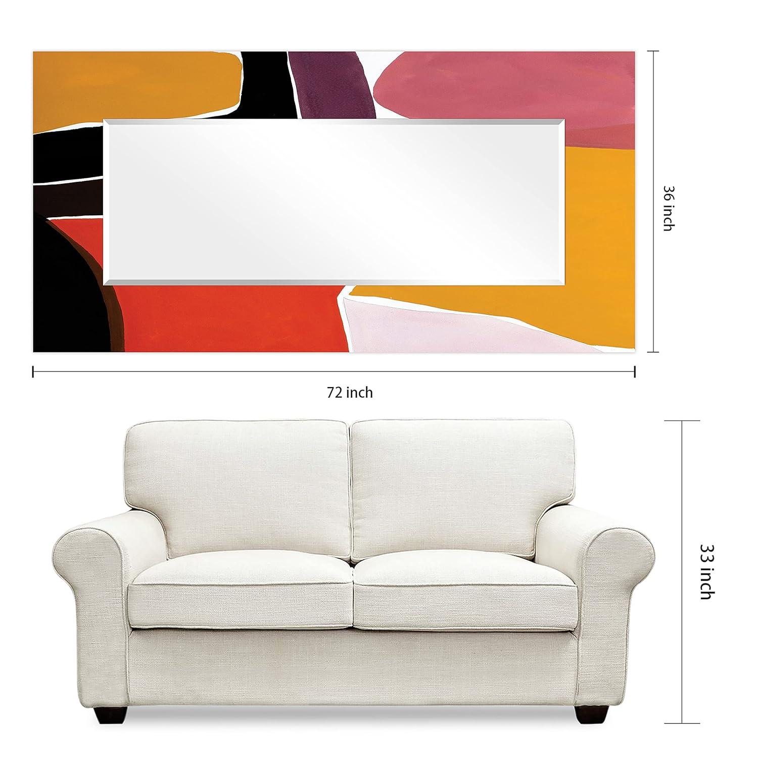 Empire Art Direct Finale I Rectangular Beveled Mirror on Free Floating Reverse Printed Tempered Art Glass, 72" x 36" x 0.4", Ready to Hang