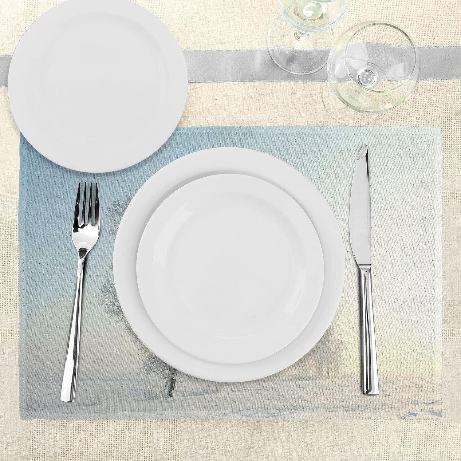 Ambesonne Forest Place Mats Set of 4, Simple Oriental Nature Leaf, Standard Size, Yellow Mustard