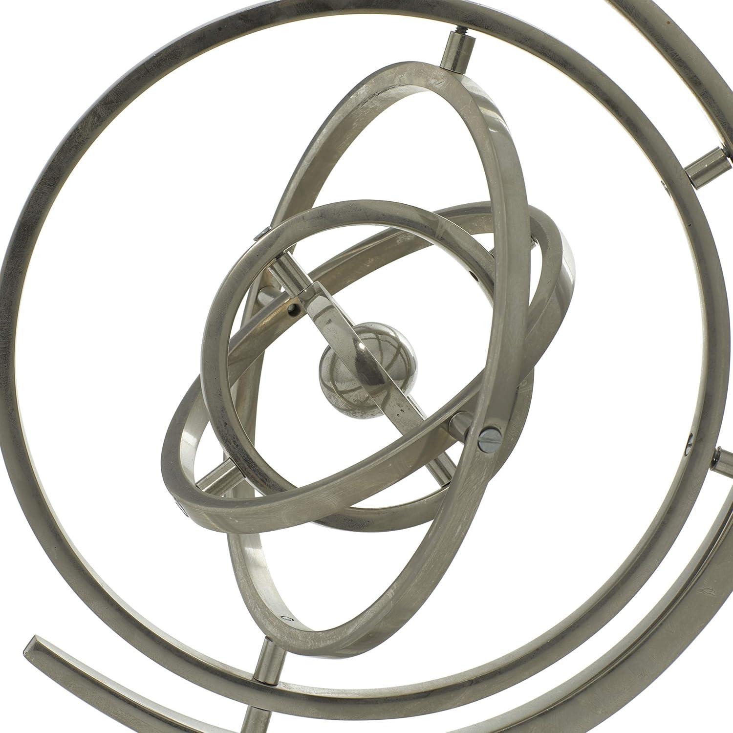DecMode 10" Silver Armillary Globe with Marble Base