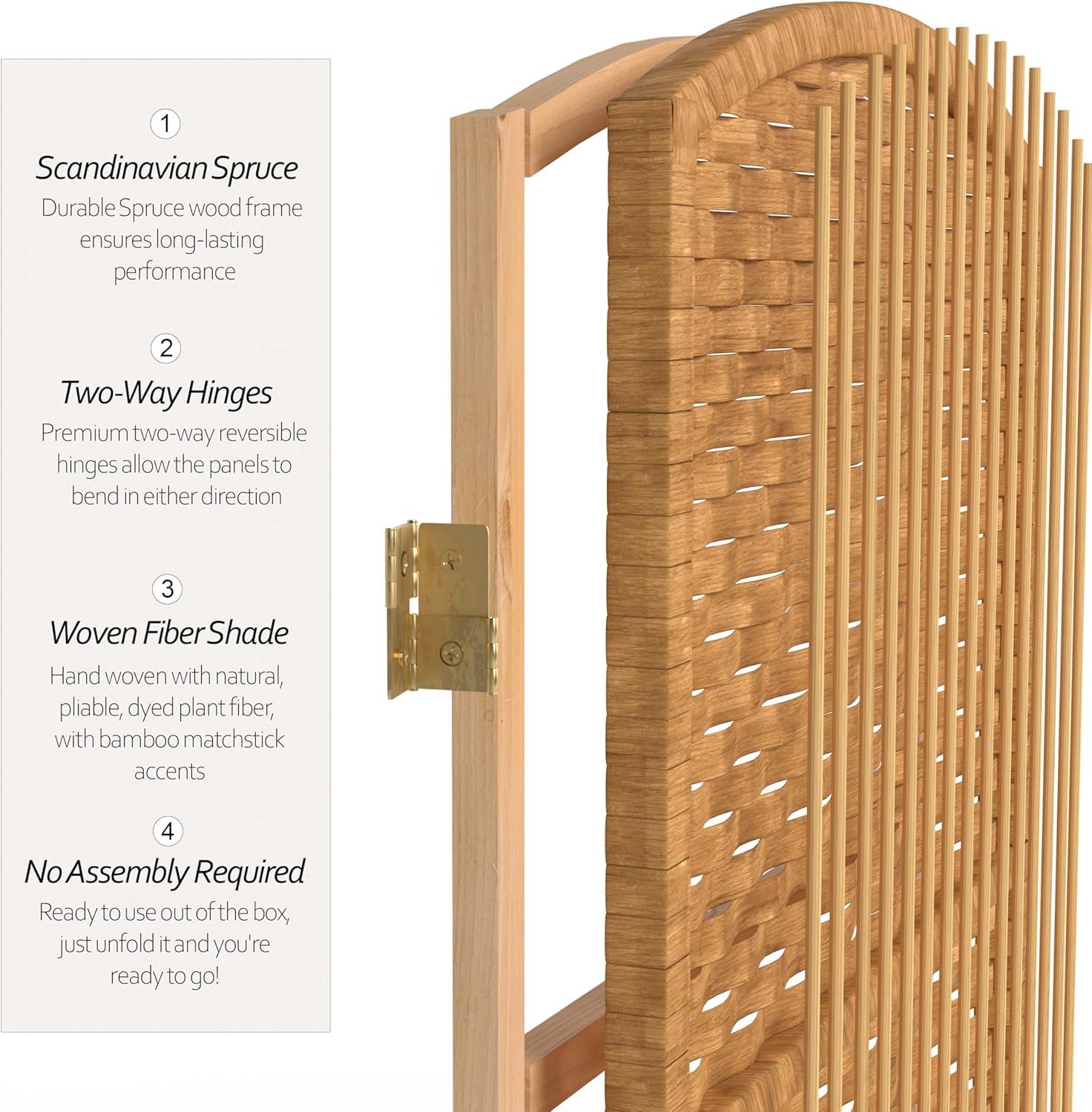 Oriental Furniture 6 ft. Tall Diamond Weave Room Divider - Light Beige - 6 Panel