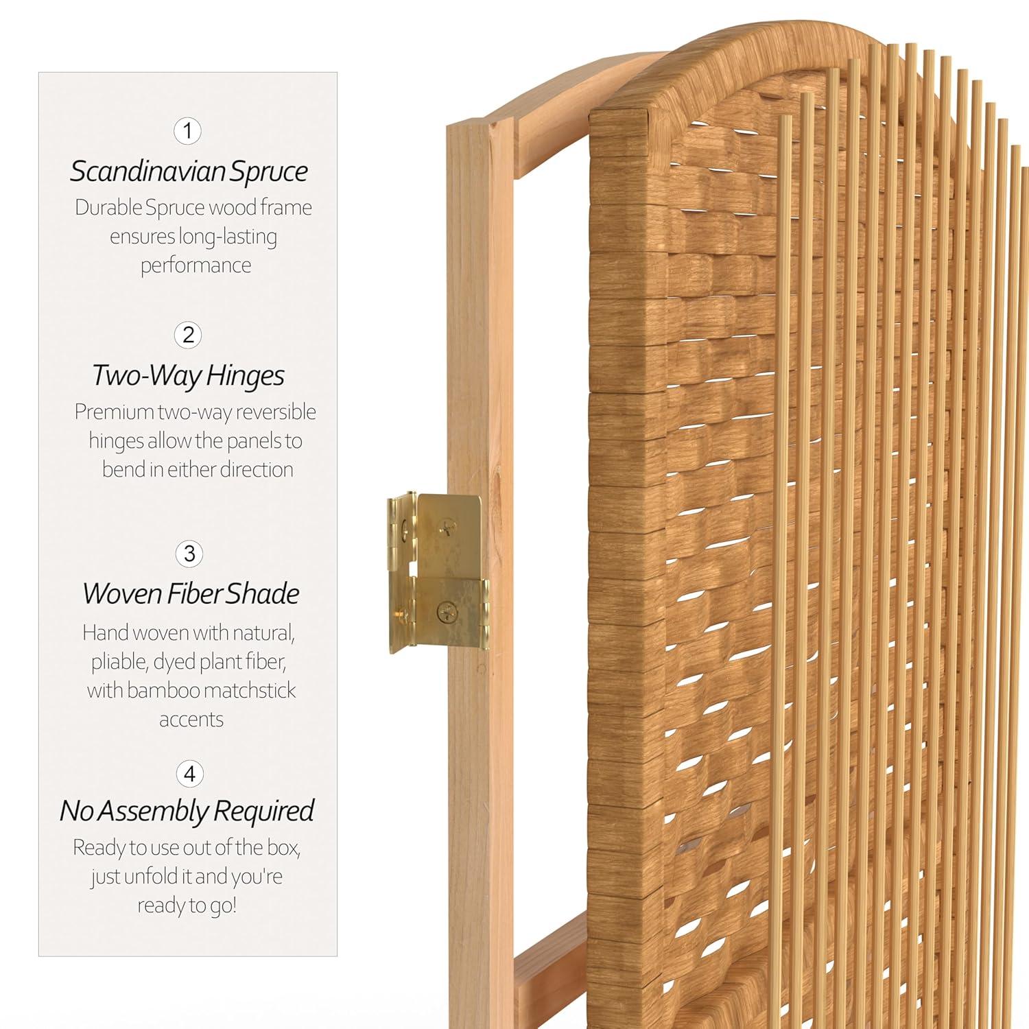 Oriental Furniture 6 ft. Tall Diamond Weave Room Divider - Light Beige - 6 Panel