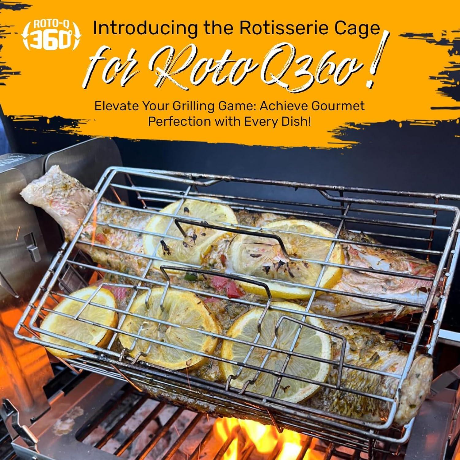 ROTO-Q 360 Family Bundle - Cordless Rotisserie Kit for Grills, Ovens, Smokers - Non-Electric Spit Roaster - Indoor/Outdoor BBQ - Stainless Steel Construction - includes Rotisserie Attachments