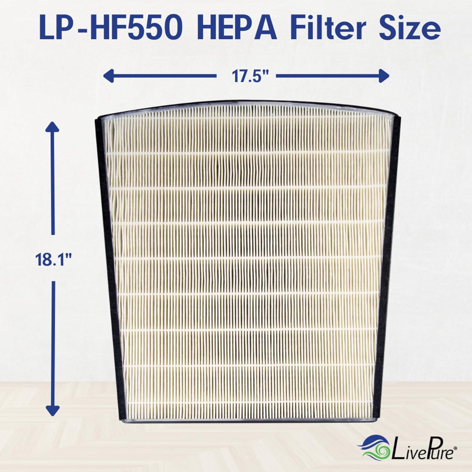 LivePure True HEPA Replacement LP-HF550 Filter for Bali Series Air Purifiers LP550TH, LP550THP, LP560, White