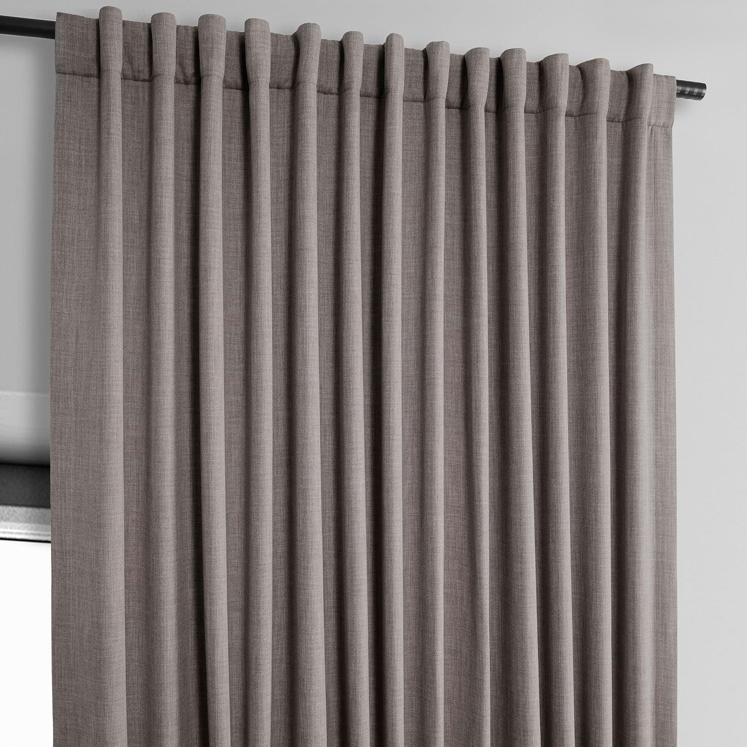 Gray Faux Linen Extra Wide Blackout Curtain Panel