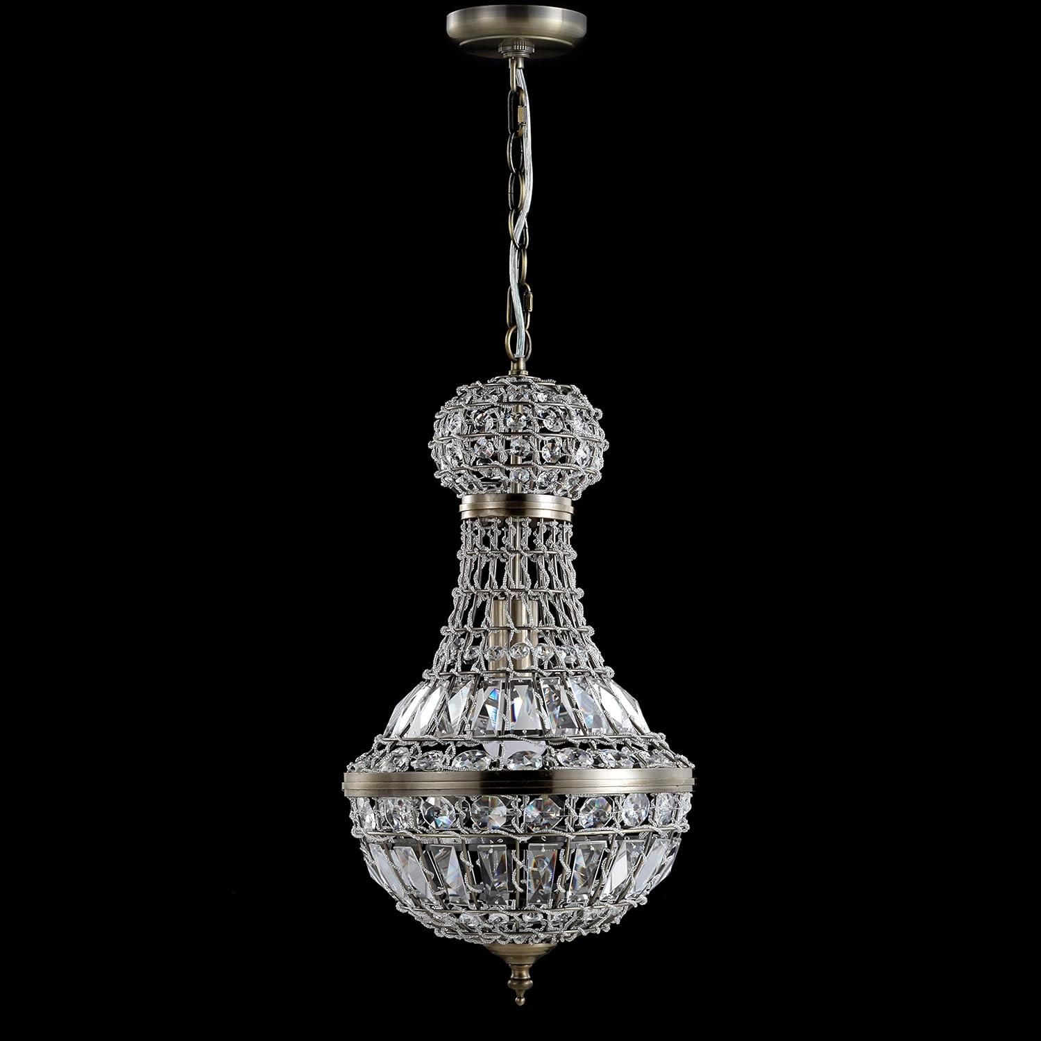 Regina Antique Brass 10" Crystal Empire LED Pendant Adjustable Height