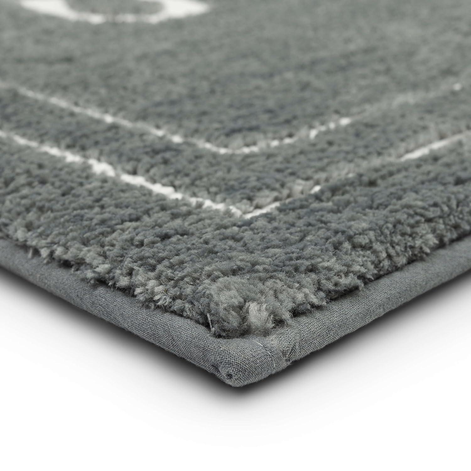 Mohawk Home His Knited Washable Polyester Non-Slip Bath Mat, Pewter, 1'5" x 2'