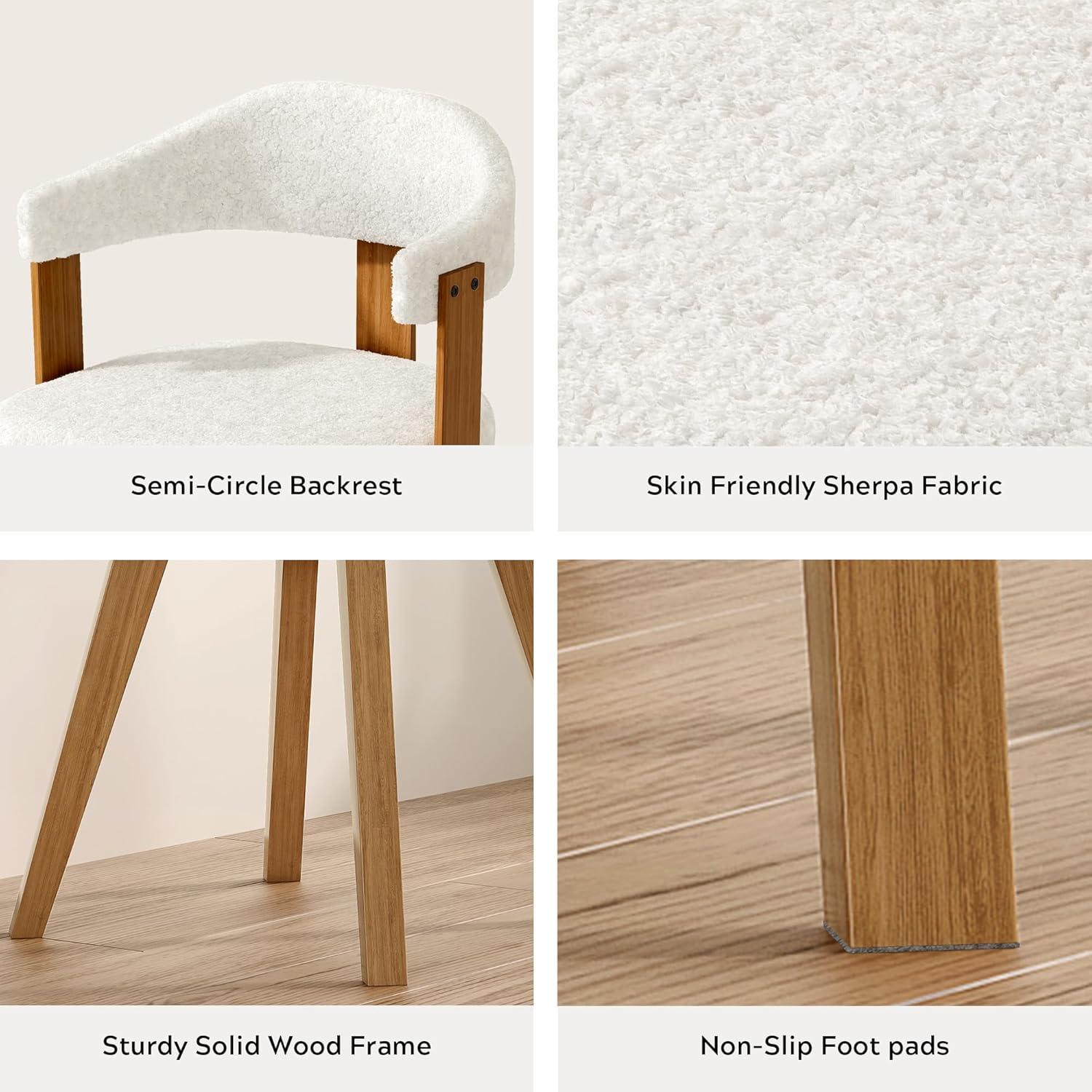 Corrigan Studio® Set Of 4 Swivel Boucle Dining Chairs With Arms And Wood Legs