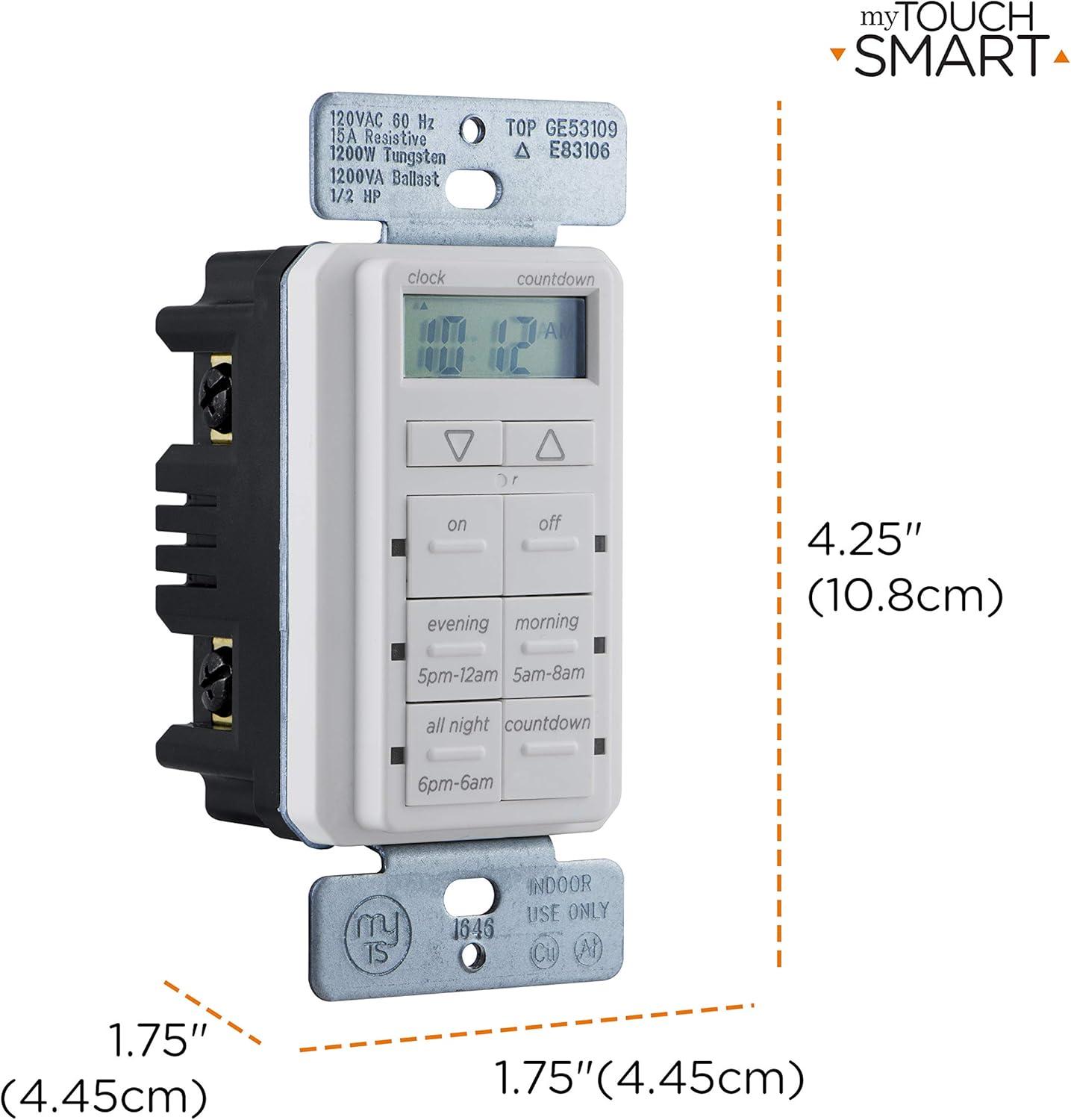 White Digital In-Wall Timer with Blue LED Indicators