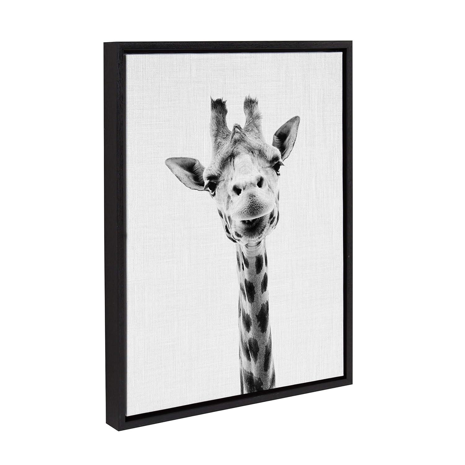 18" x 24" Sylvie Giraffe Framed Canvas by Simon Te Tai Black - Kate & Laurel All Things Decor