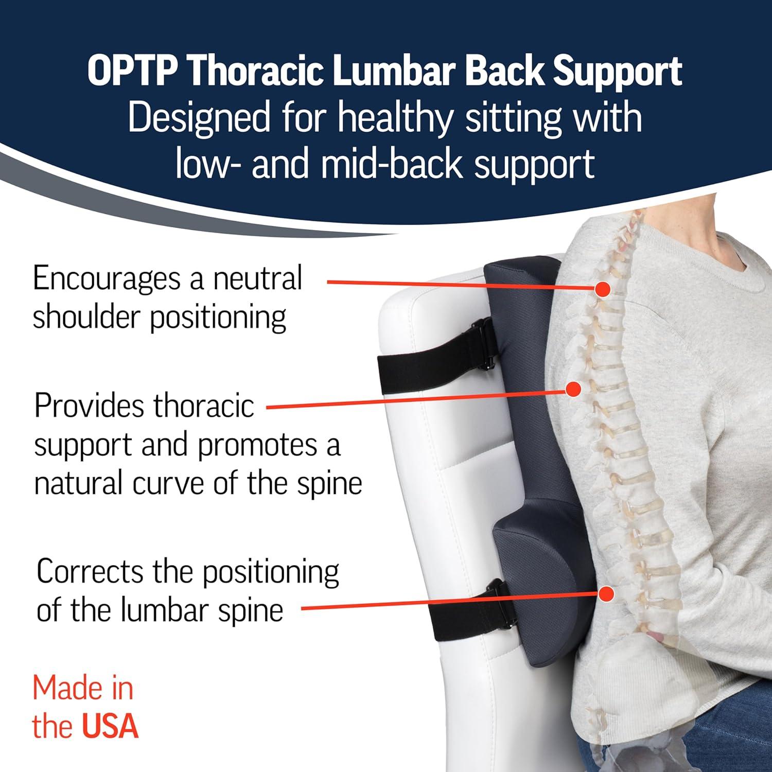 OPTP Thoracic Lumbar Back Support - Full Back and Lumbar Support for Improved Sitting Posture, Upper/Lower Back Support for Chair, and Car Back