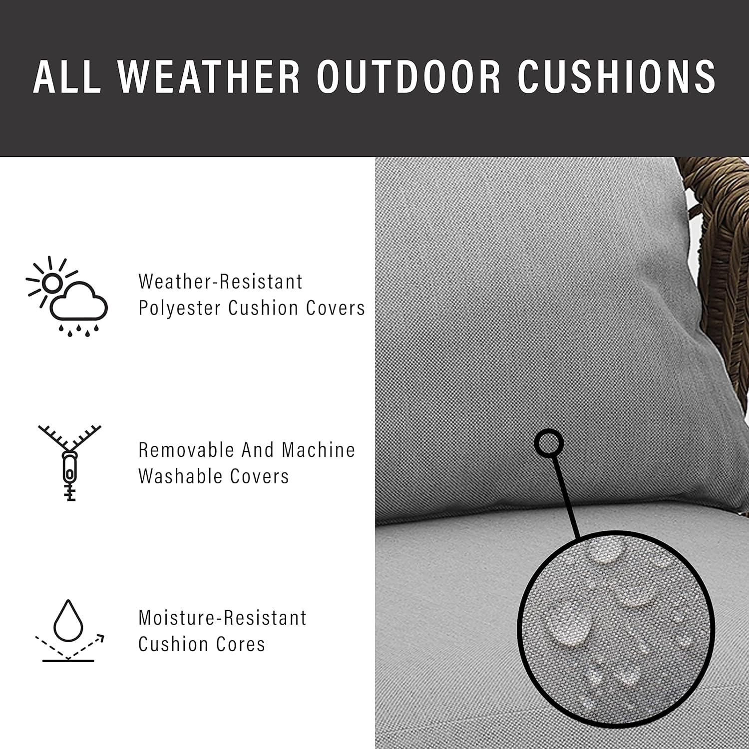 Haven 2pc Outdoor Wicker Armchair Set: Light Gray, Weather-Resistant Cushions - Crosley