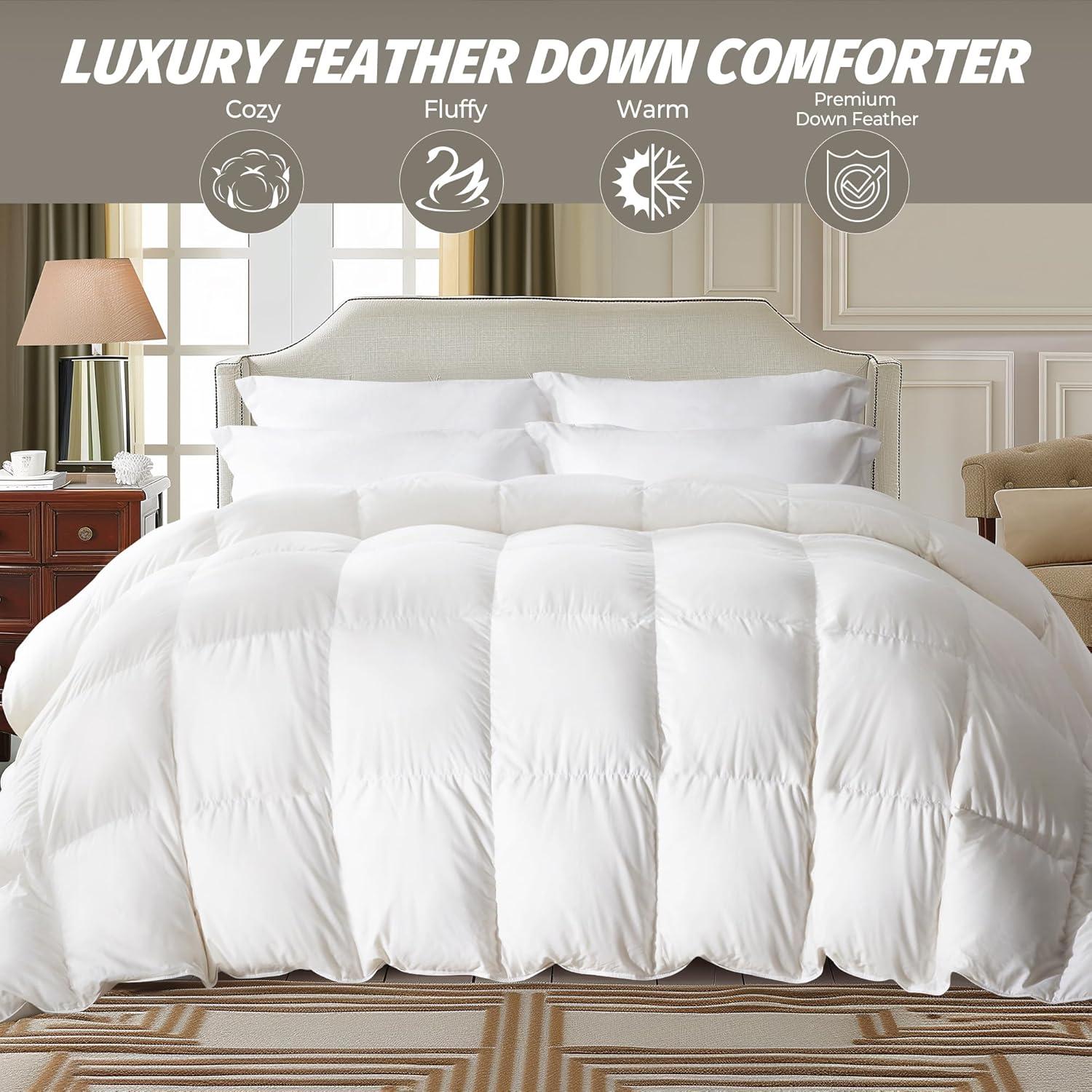 Peace Nest 600 Fill Power Goose Down and Feather All Season Comforter Duvet Insert