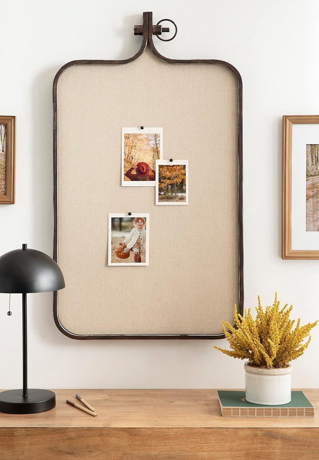 Kate and Laurel Yitro Metal Framed Fabric Pinboard, 20x35, Bronze