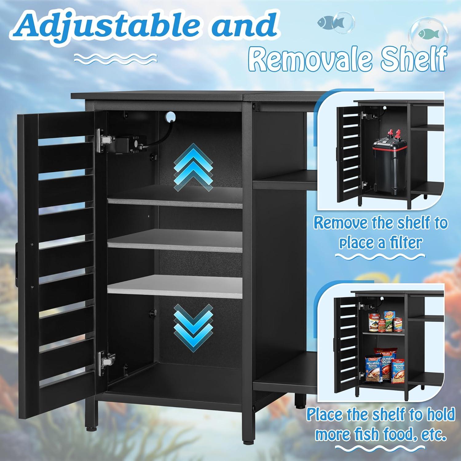 Tucker Murphy Pet™ Fish Tank Stand - 55-75 Gallon Wooden Aquarium Stand With Storage Cabinet For Fish Tank Accessories - 770 LBS Capacity, 51"X19.6"X35"H