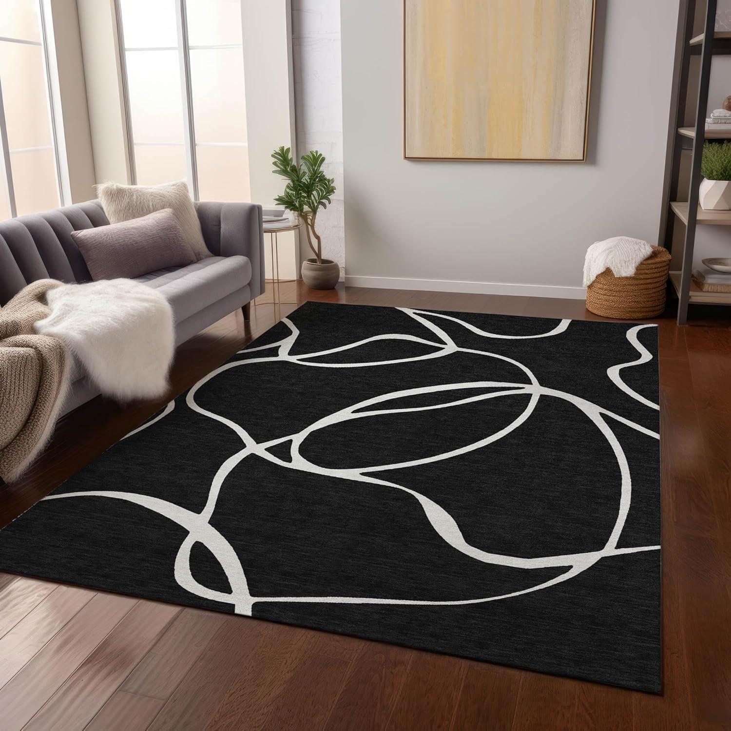 Addison Rugs Chantille ACN999 Black 2'6" x 3'10" Indoor Outdoor Area Rug, Easy Clean, Machine Washable, Non Shedding, Bedroom, Entry, Living Room, Dining Room, Kitchen, Patio Rug