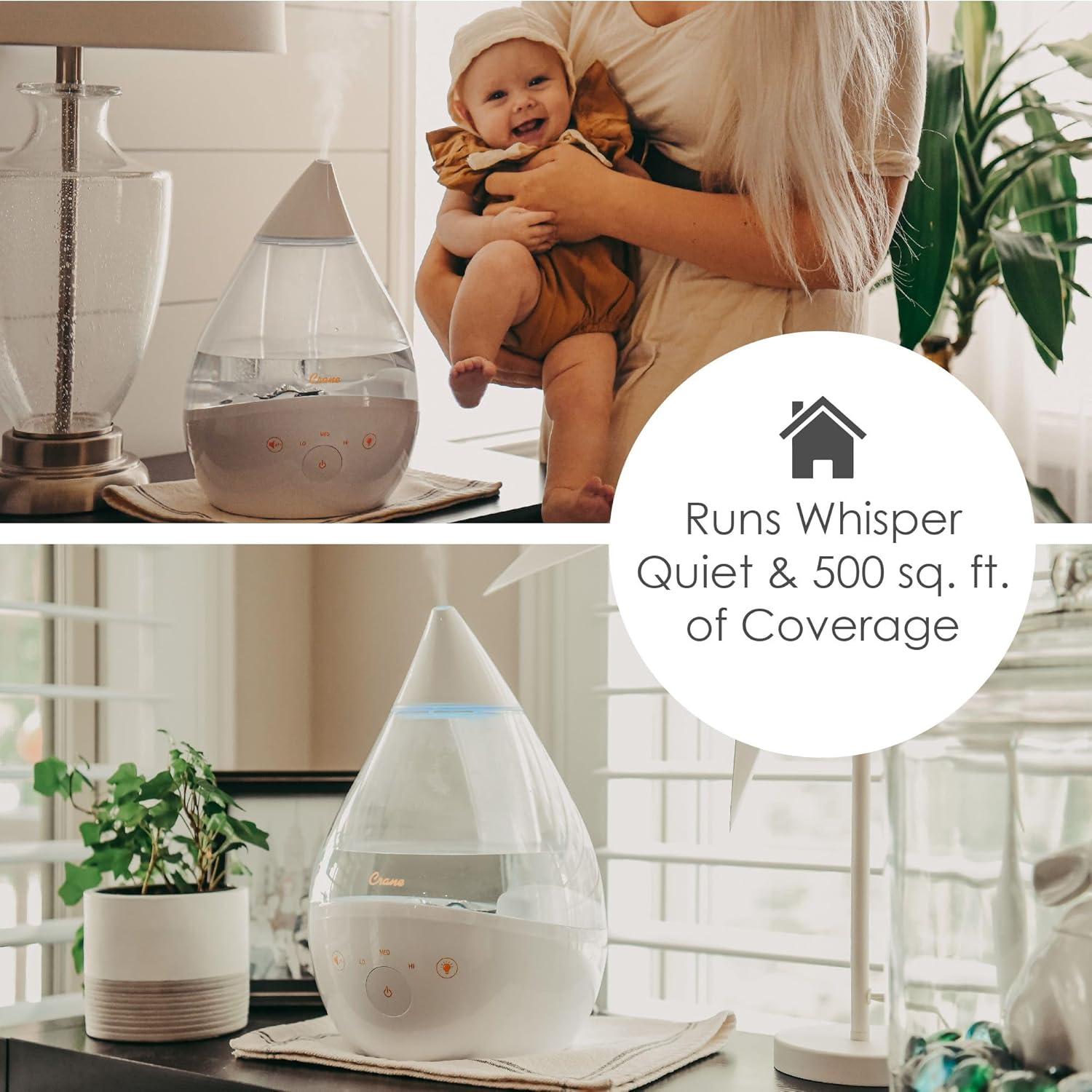 Crane USA Drop 2.0 , 4-in-1 Cool-Mist Humidifier with Aroma Tray & Sound Machine