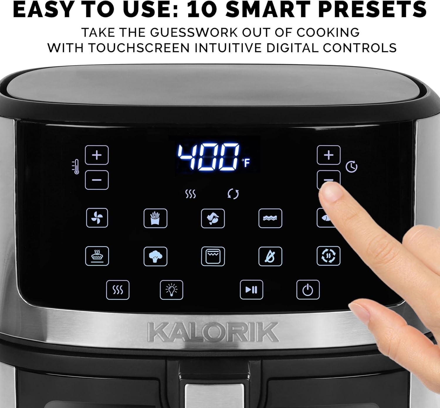 Kalorik® 5-Quart Touchscreen Air Fryer with Window, Stainless Steel