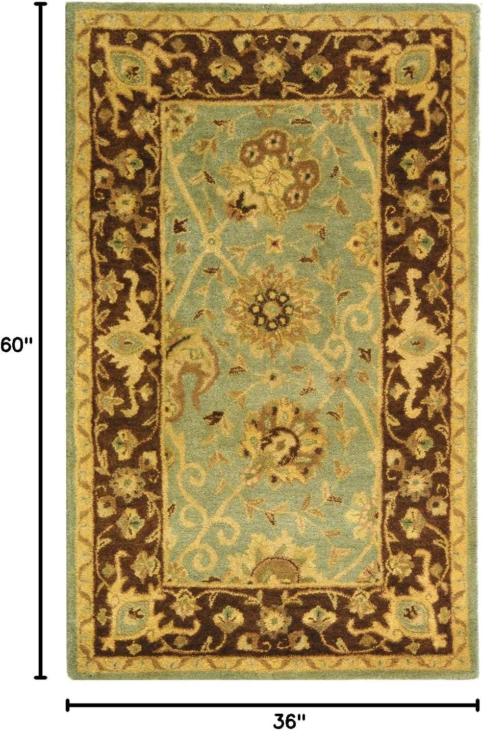 Hand-Tufted Elegance Green and Brown Wool Area Rug - 3' x 5'