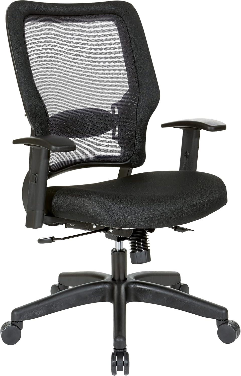 Black Adjustable Ergonomic Office Chair with Mesh Back and Fabric Seat