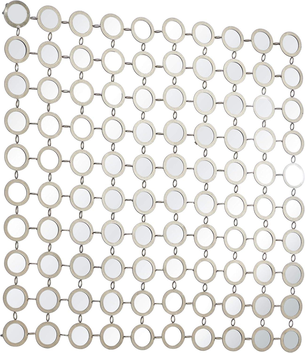 DecMode 40" x 40" Gold Geometric Wall Mirror with Grid Pattern