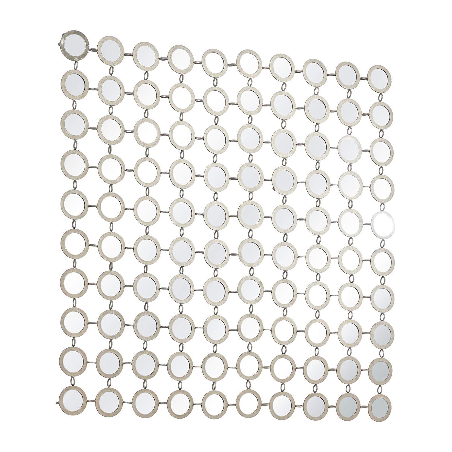 DecMode 40" x 40" Gold Geometric Wall Mirror with Grid Pattern
