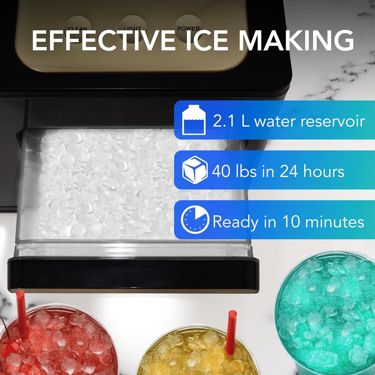 Whynter SonicSnö Countertop Nugget Ice Maker 40lbs/24hrs Chewable Pebble/Sonic Type Ice