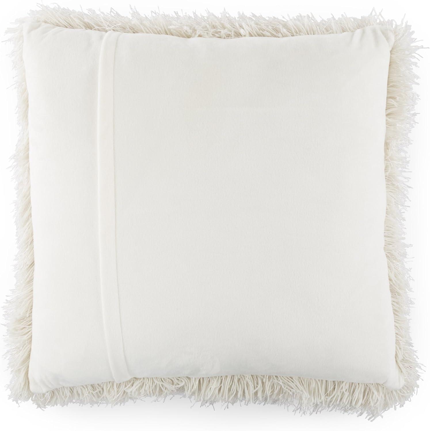 Lavish Home Oversized Floor or Throw Pillow Square Luxury Plush– Shag Faux Fur Glam Decor Cushion for Bedroom Living Room or Dorm, 1 Count (Pack of 1),Beige