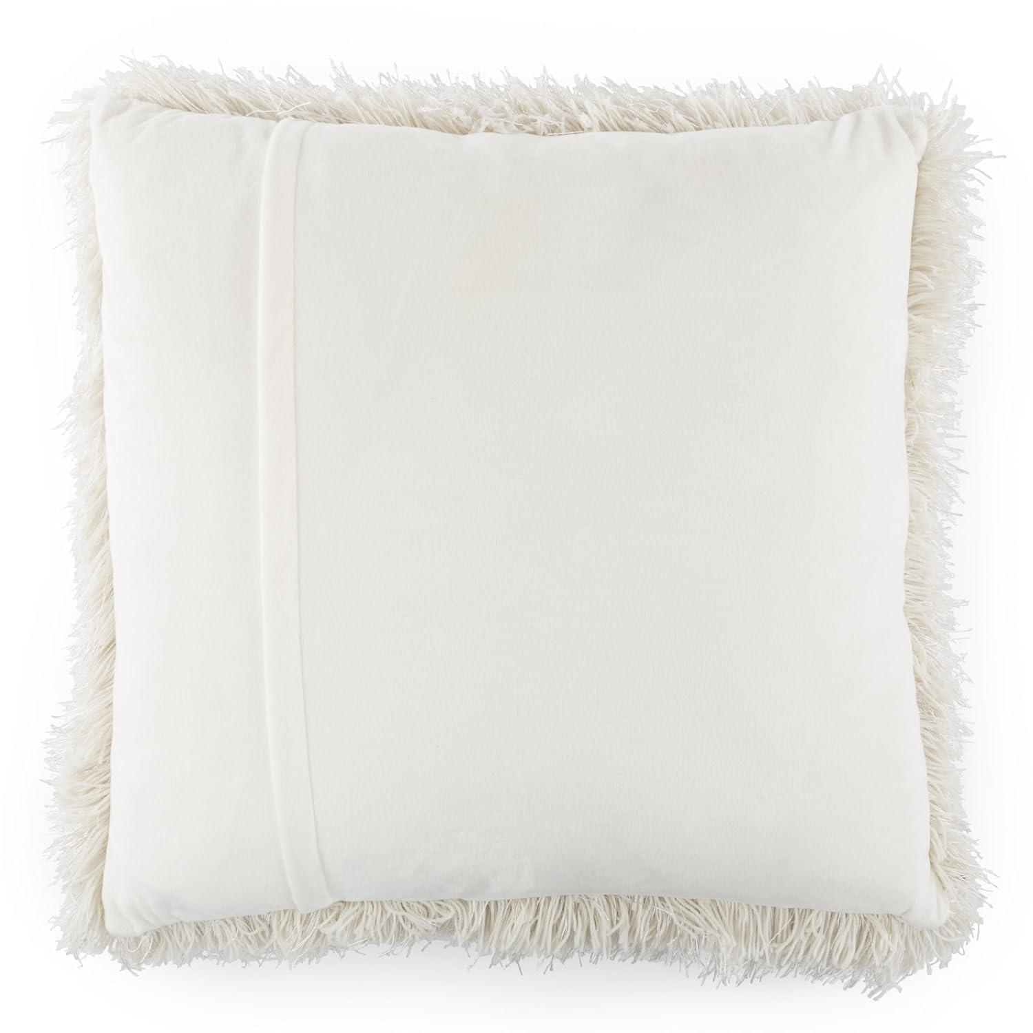 Lavish Home Oversized Floor or Throw Pillow Square Luxury Plush– Shag Faux Fur Glam Decor Cushion for Bedroom Living Room or Dorm, 1 Count (Pack of 1),Beige