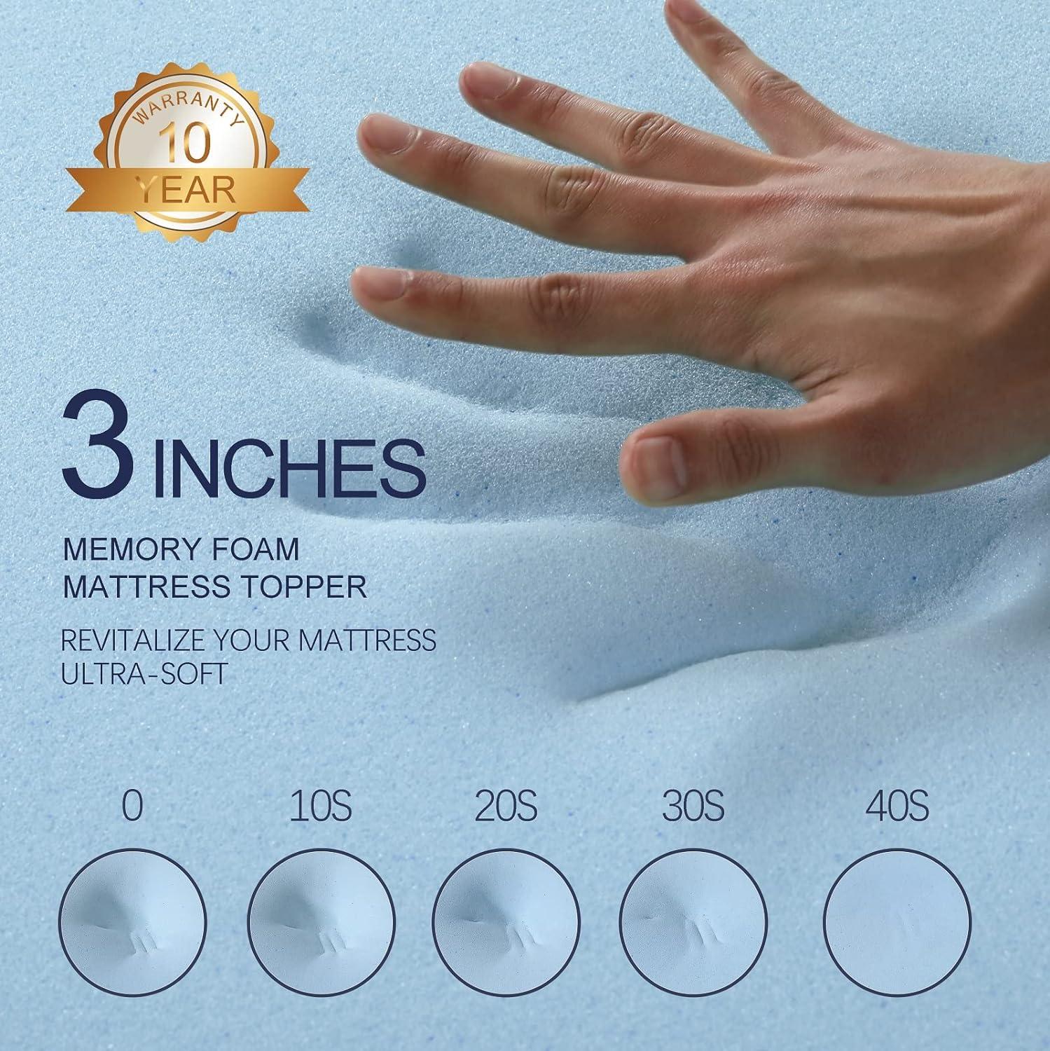 Queen Size Gel Memory Foam Mattress Topper with Bamboo Cover