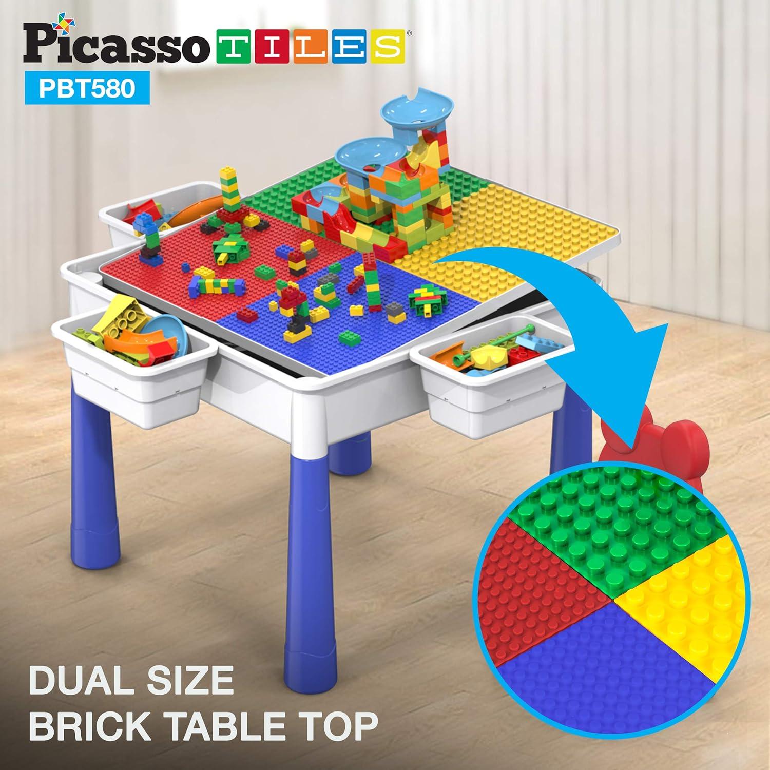 PicassoTiles 581-Piece Folding Activity Table Set with Storage